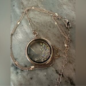 Elegant Gold Pendant Necklace with floating crystals N22